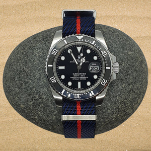 Max Premium Nylon NATO Watch Strap Black/Navy/Red