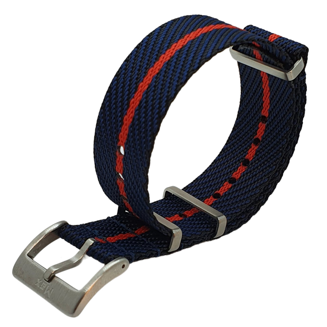 Max Premium Nylon NATO Watch Strap Black/Navy/Red