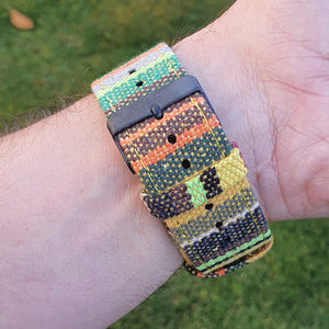 Max Tribal Fabric Watch Strap Compatible with all Apple iWatch Green/Yellow Multi-Coloured