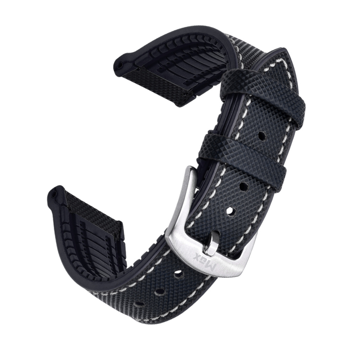 Max Hybrid Watch Strap Black with White Lines