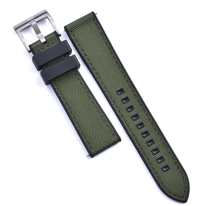 Max Sailcloth Watch Strap Black FKM Green Sailcloth