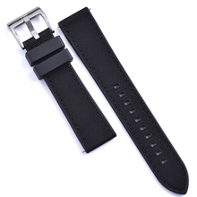 Load image into Gallery viewer, Max Sailcloth Watch Strap Black FKM Black Sailcloth