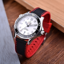 Load image into Gallery viewer, Max Sailcloth Watch Strap  Red FKM Black Sailcloth