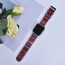 Load image into Gallery viewer, Max Tribal Fabric Watch Strap Compatible with all Apple iWatch Red/Purple/Green Milti- Coloured