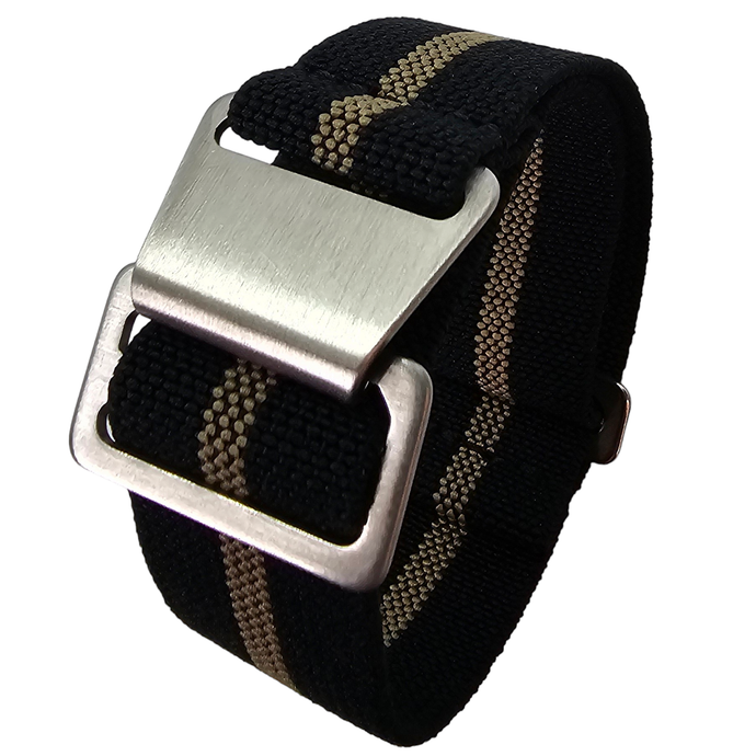 Max French Marine Nationale Elastic Watch Strap Black/Khaki Thick