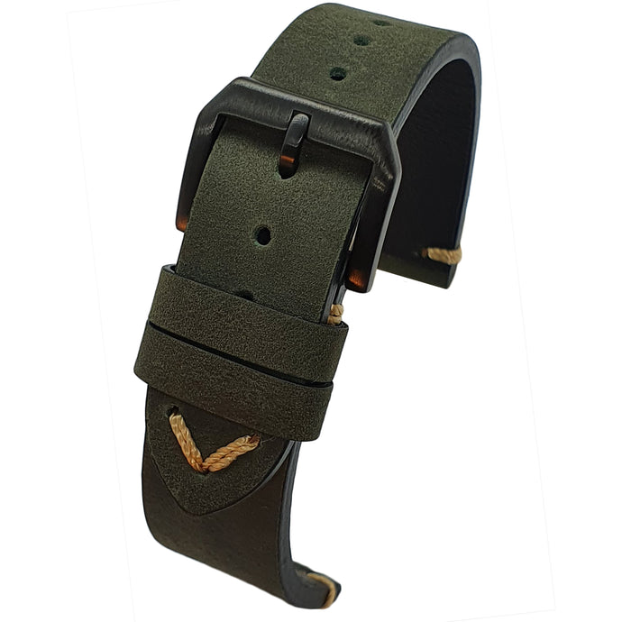 Max Original Genuine Leather Watch Strap Crazy Horse Olive