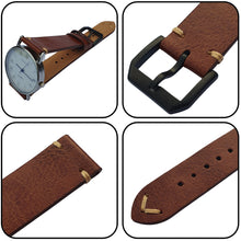 Load image into Gallery viewer, Max Original Genuine Leather Watch Strap Oil Wax Brown