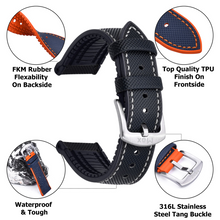 Load image into Gallery viewer, Max Hybrid Watch Strap Blue with White Lines