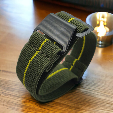 Max French Marine Nationale Elastic Watch Strap Green/Yellow PVD