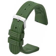 Load image into Gallery viewer, Max FKM Rubber Waffle Style Quick Release Watch Strap Green