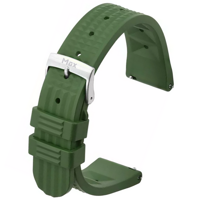 Max FKM Rubber Waffle Style Quick Release Watch Strap Green