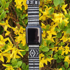 Max Tribal Fabric Watch Strap Compatible with all Apple iWatch Black/Grey