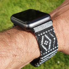 Load image into Gallery viewer, Max Tribal Fabric Watch Strap Compatible with all Apple iWatch Black/Grey