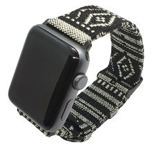 Load image into Gallery viewer, Max Tribal Fabric Watch Strap Compatible with all Apple iWatch Black/Grey