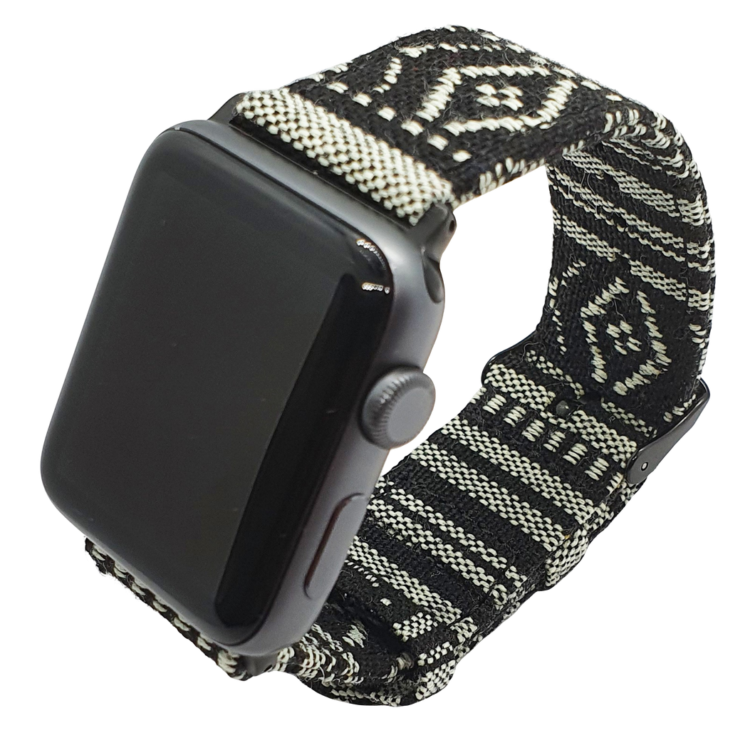 Max Tribal Fabric Watch Strap Compatible with all Apple iWatch Black/Grey